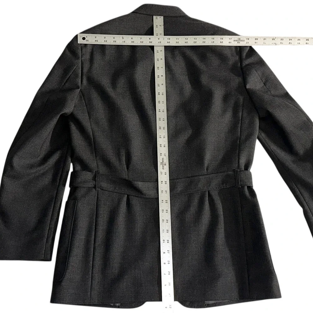 John Varvatos Made in Italy 100% Wool Gray Belted Blazer Sport Coat Jacket ~ 40R - Picture 10 of 12